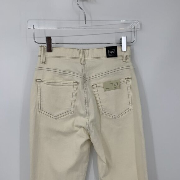 C/E Current Elliott high rise flared jeans bentonite ivory cream tan new 24 - Picture 3 of 5